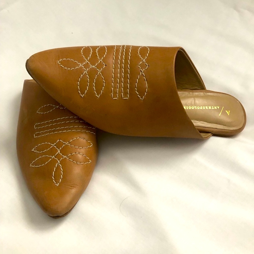 ANTHROPOLOGIE Beige Open Heel Flats
